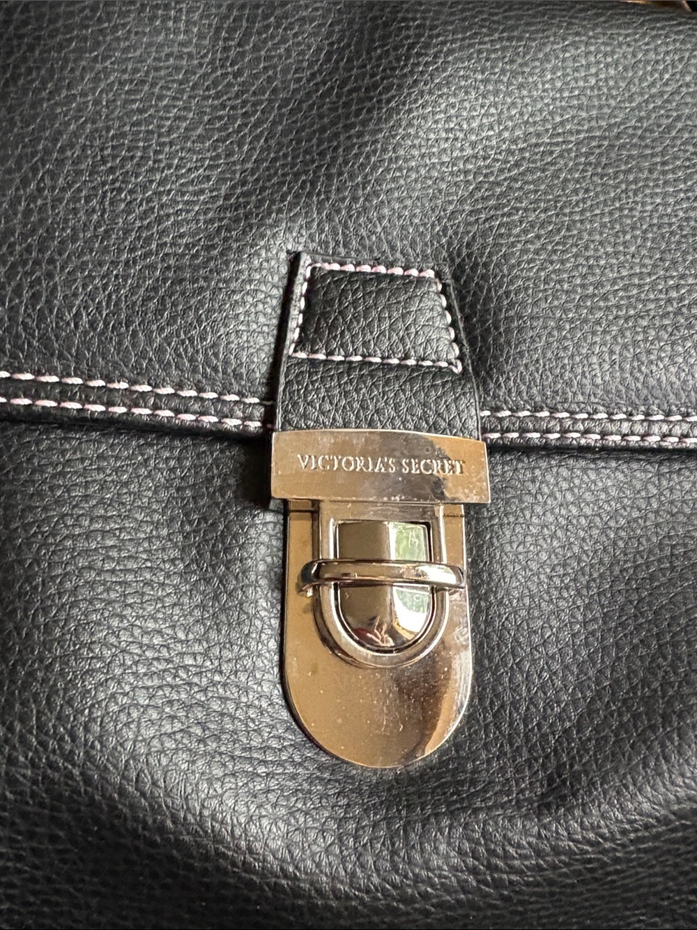 Victoria’s Secret faux leather black weekender tote Classic Black - Picture 2 of 6